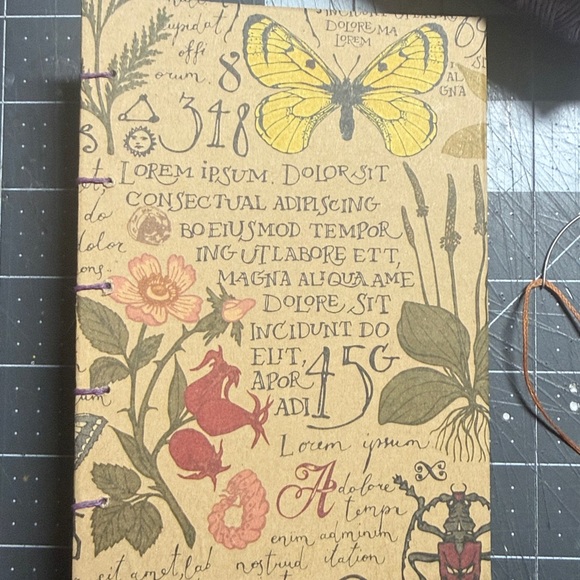 Handmade Coptic Bound Blank Journal with Botanical Design - Picture 2 of 9